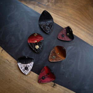 Salvaged Exotic Leather Guitar Pick Holders