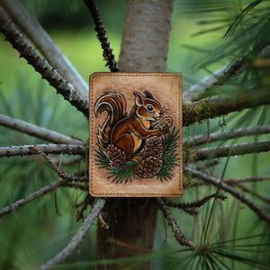 Douglas Squirrel | Backyard Buddies Collection | Hand Tooled Leather Card Wallet