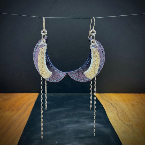 Moons | Salvaged Exotic Leather Earrings