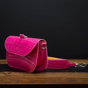 Hibiscus Pink | Saddle Bag Clutch | American Alligator