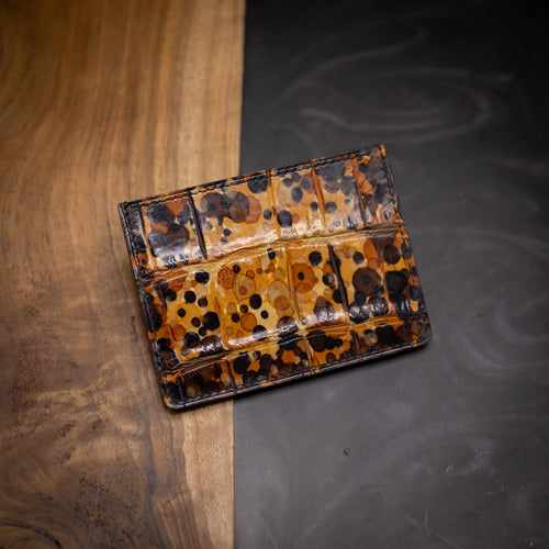 Tortoiseshell | Hand-dyed American Alligator Card Wallet