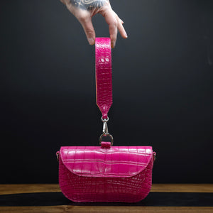 Hibiscus Pink | Saddle Bag Clutch | American Alligator