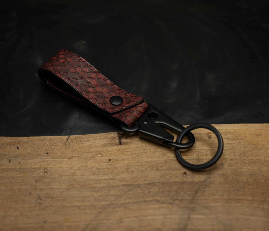 Burgundy | Reticulated Python Key Lanyard
