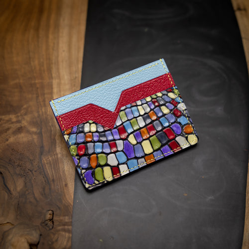 Mosaic | Hand-dyed American Alligator Card Wallet