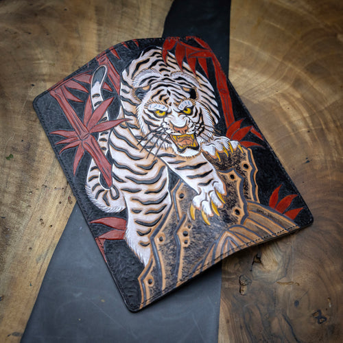 White Tiger | Tooled Leather and Python Skin Biker Wallet