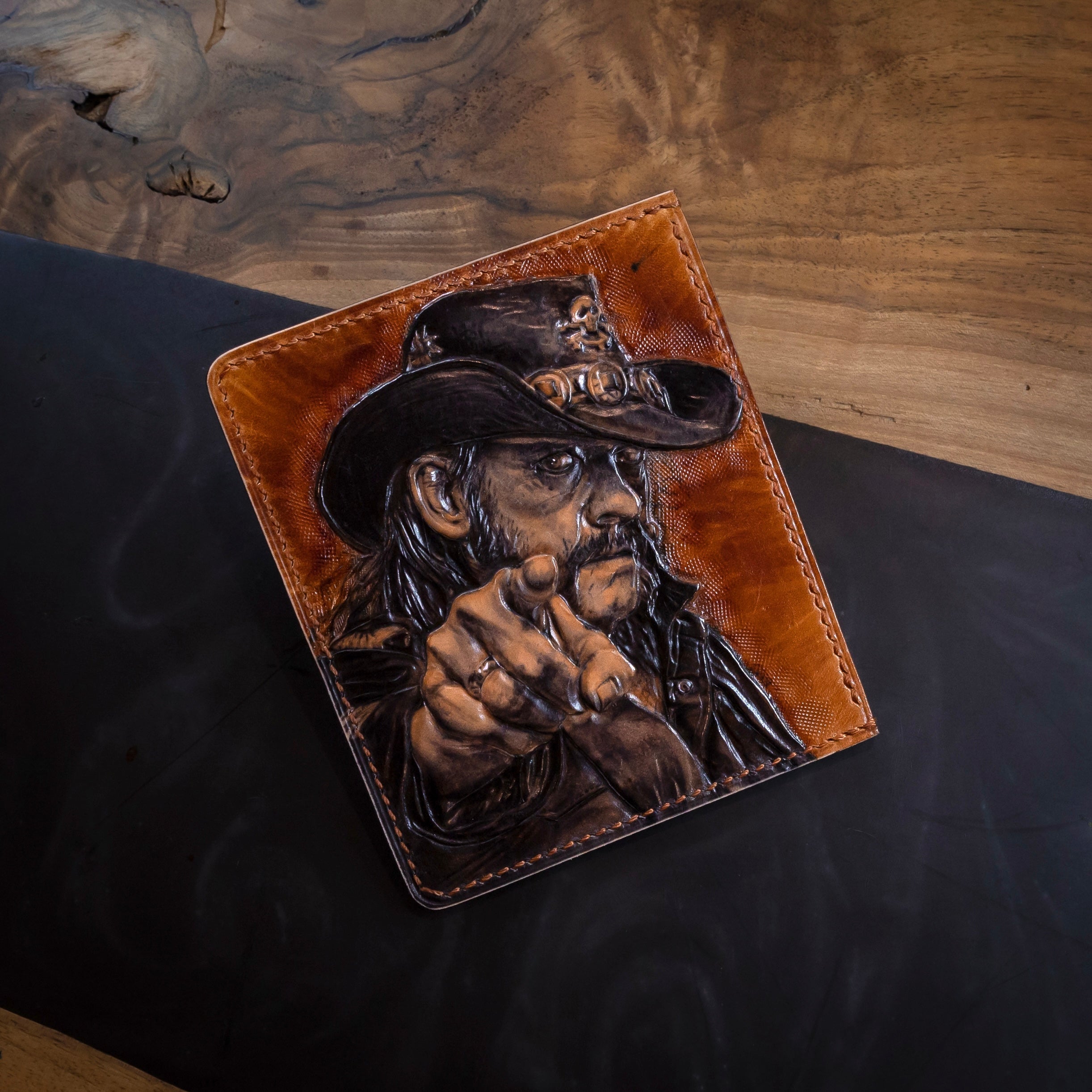 Lemmy | Hand-tooled Art and Kangaroo Leather Card Wallet – Boos