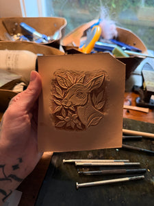 Black Tailed Deer | Backyard Buddies Collection | Tooled Leather Mini Art