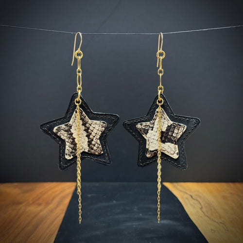 Stars | Salvaged Exotic Leather Earrings