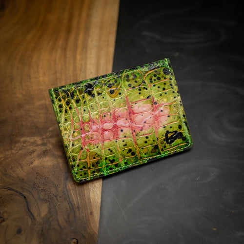 Watermelon | Hand-dyed American Alligator Card Wallet