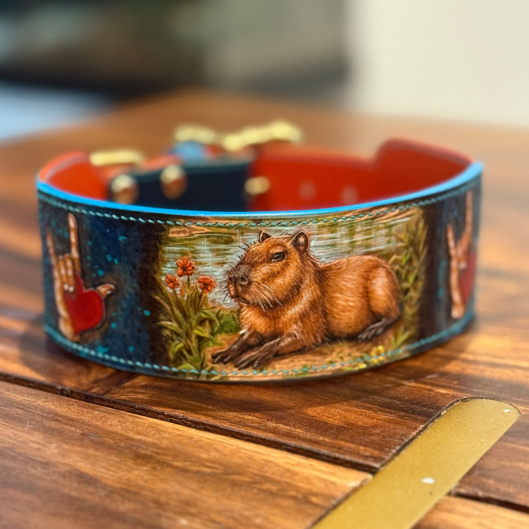 Reserved for Enzo | Hand tooled leather collar and
