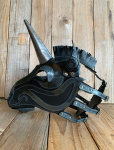 SAMPLE SALE:  Unicorn | Leather Fetish Mask with Alligator Skin Accents