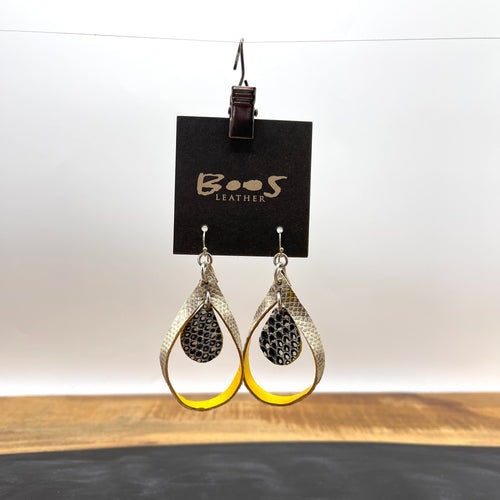 Blonde Python & Lizard | Exotic Leather Earrings