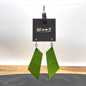 Lime Green Lizard | Exotic Leather Earrings