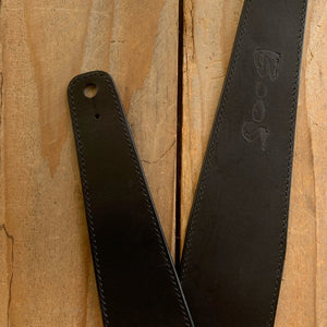 Black | Italian Leather Fixed Length Guitar Strap