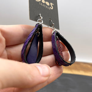 Purple Python & Rainbow Stingray | Exotic Leather Earrings