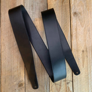 Black | Italian Leather Fixed Length Guitar Strap
