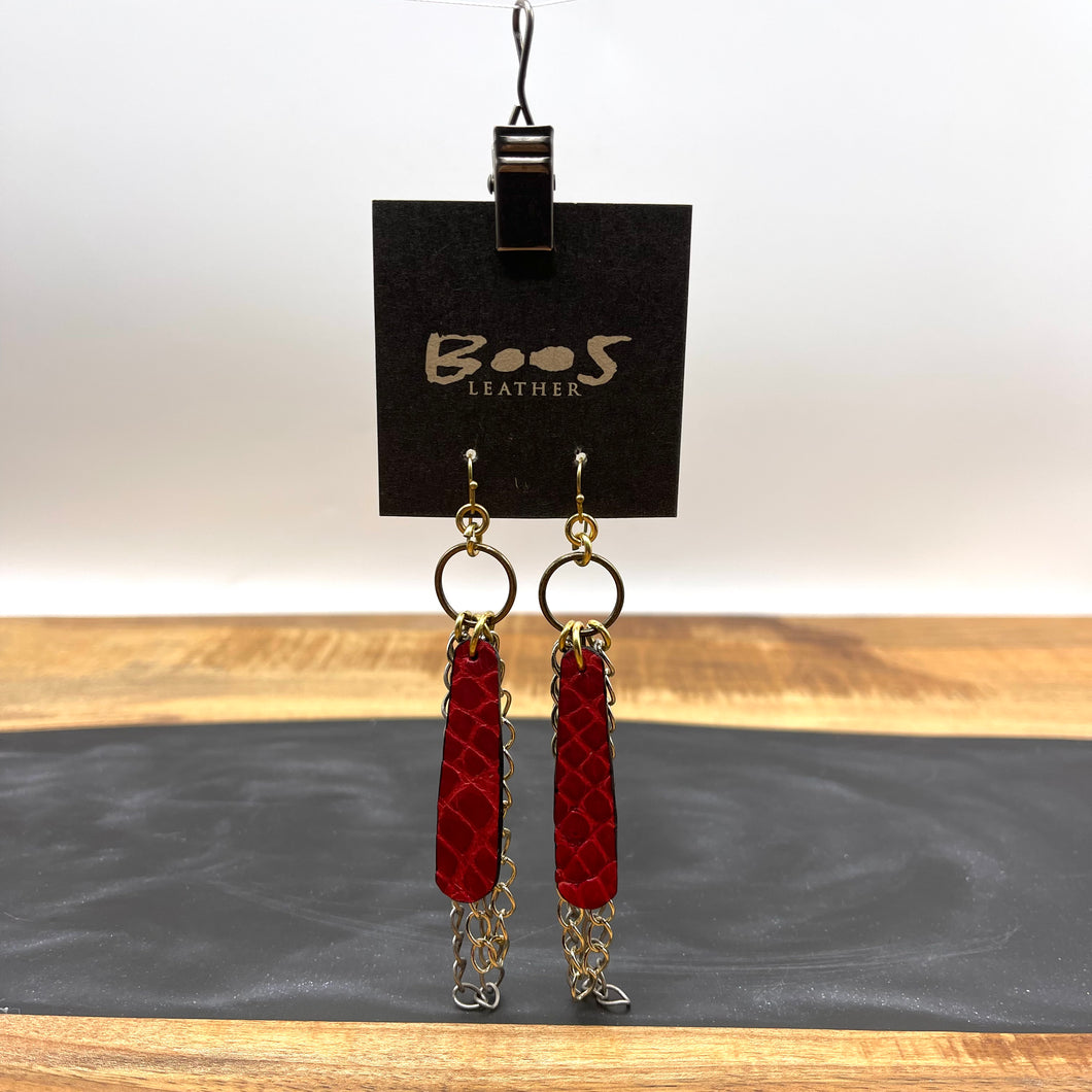 Red Alligator | Exotic Leather Earrings
