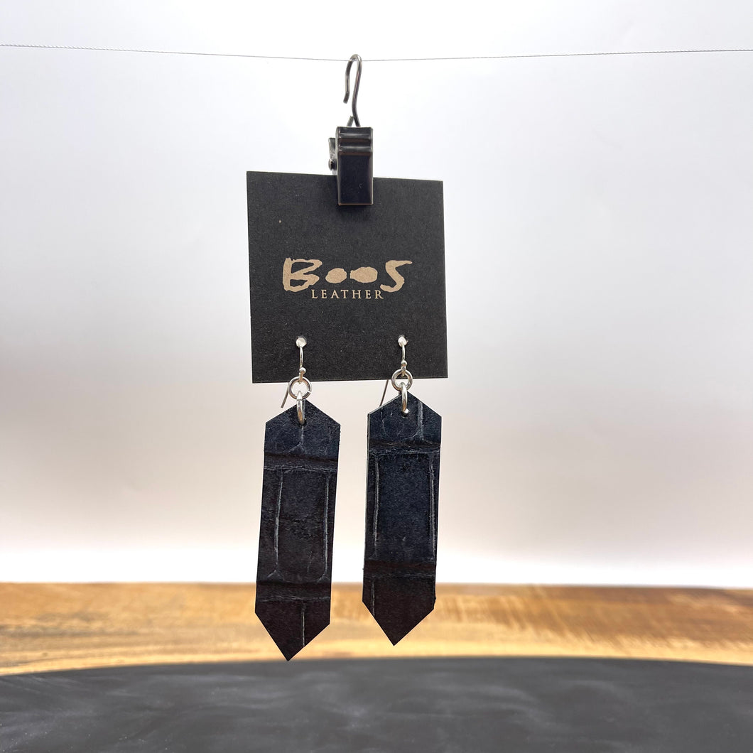 Graphite Alligator | Exotic Leather Earrings