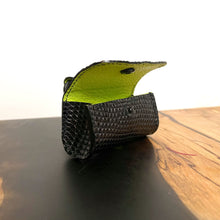 Black | Ring Lizard Leather Poop Bag Holder