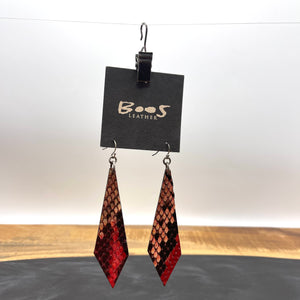 Red & White Python | Exotic Leather Earrings