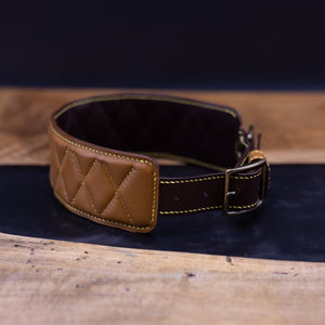 Tan & Brandy | Quilted Kangaroo Leather Dog Collar