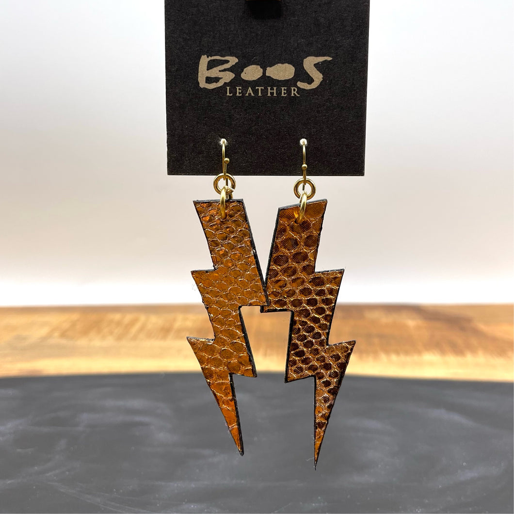 Gold Python | Exotic Leather Earrings