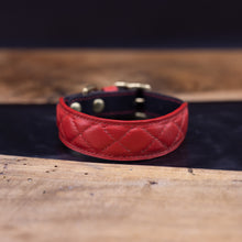 Red & Charcoal | Quilted Kangaroo Leather Dog Collar