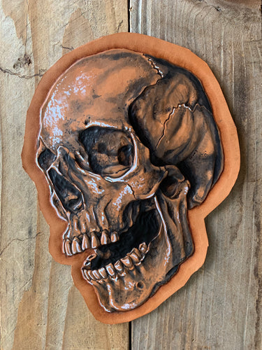 Skull | Hand Tooled and Dyed Leather Art Patch